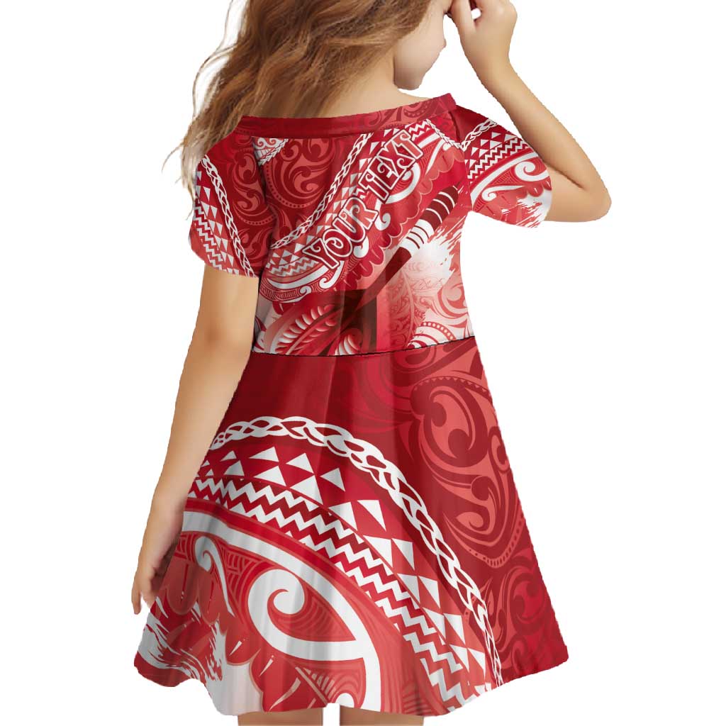 Personalised New Zealand Aotearoa Darts Masters Family Matching Short Sleeve Bodycon Dress and Hawaiian Shirt Maori Art Tattoo with Tribal Dart Symbol Red - Polynesian Pride