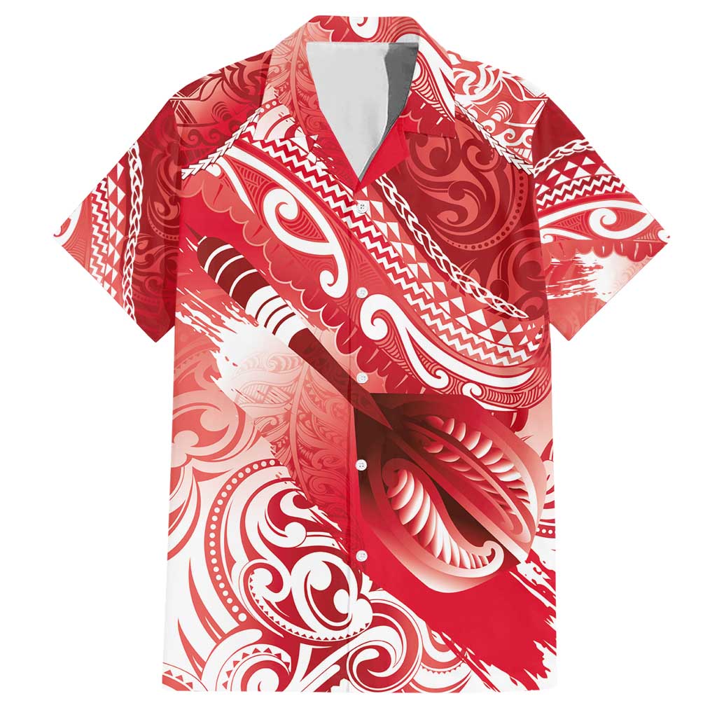 Personalised New Zealand Aotearoa Darts Masters Family Matching Short Sleeve Bodycon Dress and Hawaiian Shirt Maori Art Tattoo with Tribal Dart Symbol Red - Polynesian Pride