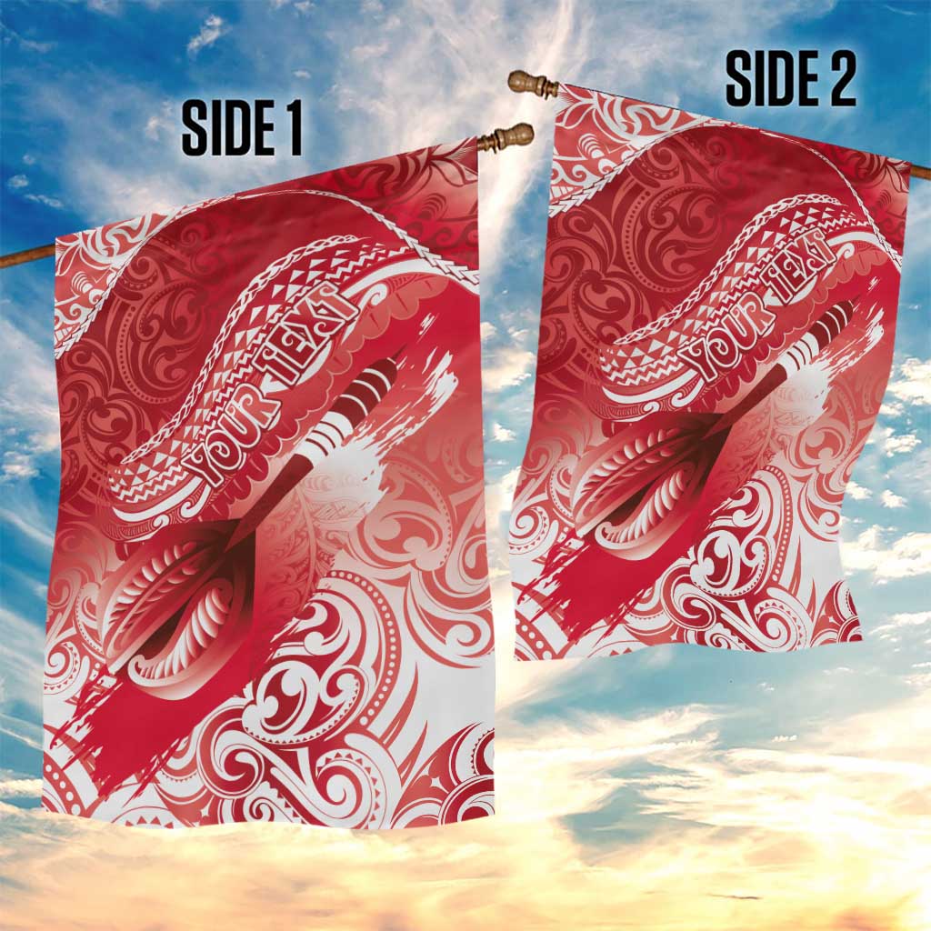 Personalised New Zealand Aotearoa Darts Masters Garden Flag Maori Art Tattoo with Tribal Dart Symbol Red - Polynesian Pride