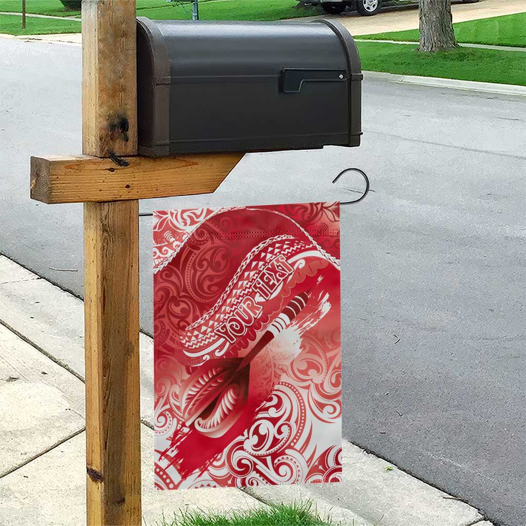 Personalised New Zealand Aotearoa Darts Masters Garden Flag Maori Art Tattoo with Tribal Dart Symbol Red - Polynesian Pride