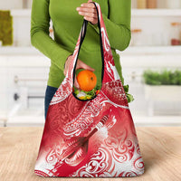 Personalised New Zealand Aotearoa Darts Masters Grocery Bag Maori Art Tattoo with Tribal Dart Symbol Red - Polynesian Pride