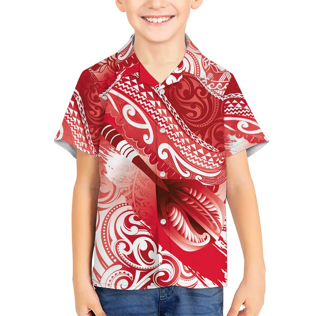 Personalised New Zealand Aotearoa Darts Masters Hawaiian Shirt Maori Art Tattoo with Tribal Dart Symbol Red - Polynesian Pride