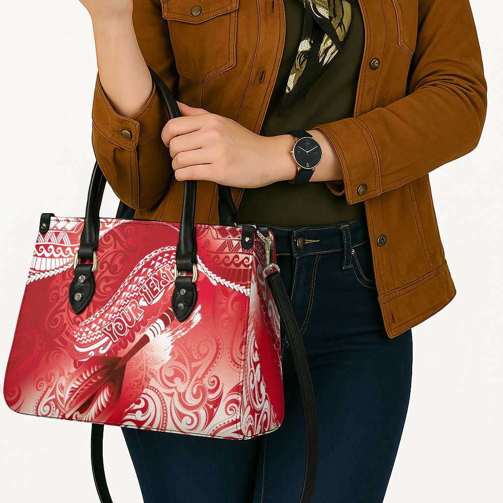 Personalised New Zealand Aotearoa Darts Masters Leather Bag Maori Art Tattoo with Tribal Dart Symbol Red - Polynesian Pride