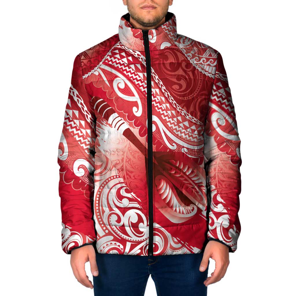 Personalised New Zealand Aotearoa Darts Masters Padded Jacket Maori Art Tattoo with Tribal Dart Symbol Red - Polynesian Pride