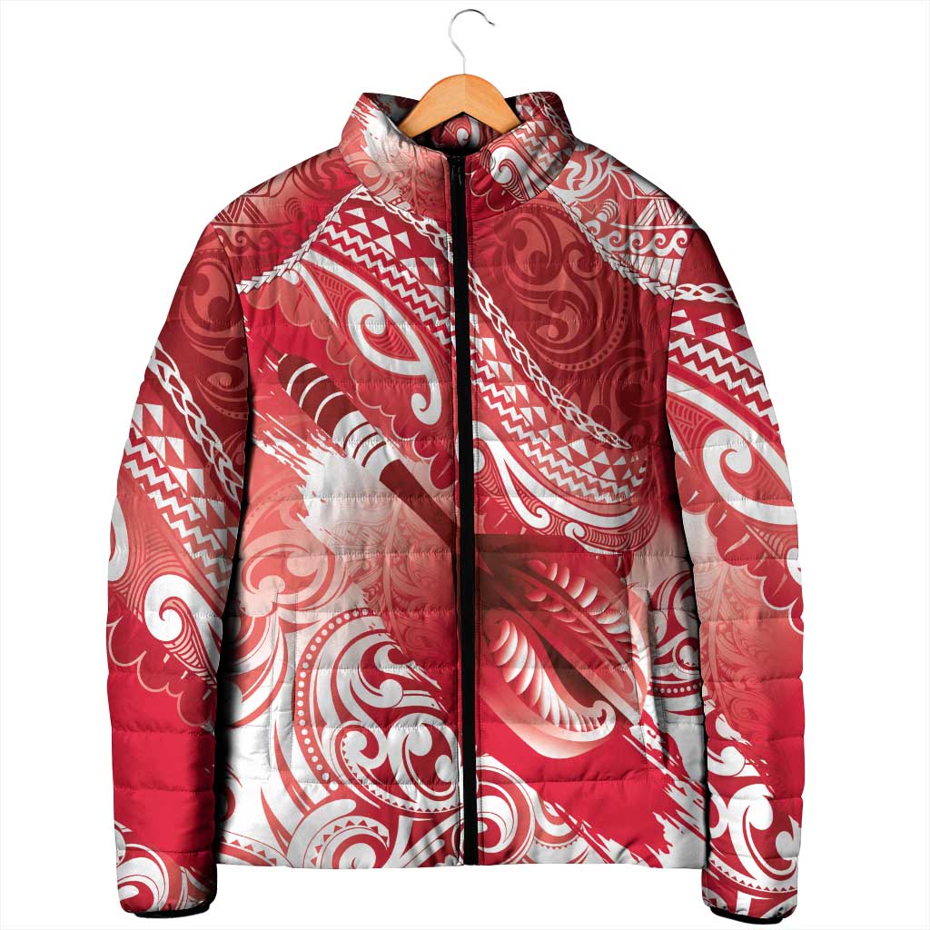 Personalised New Zealand Aotearoa Darts Masters Padded Jacket Maori Art Tattoo with Tribal Dart Symbol Red - Polynesian Pride