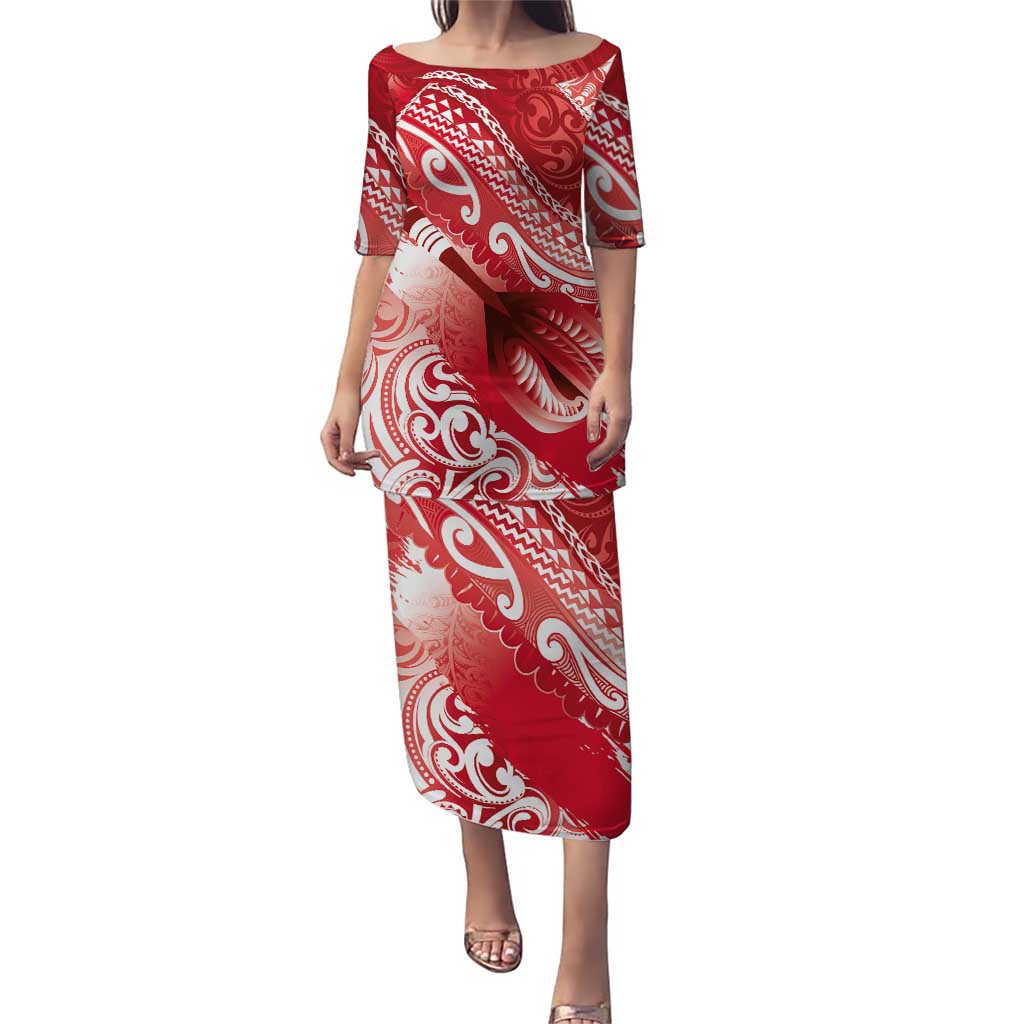 Personalised New Zealand Aotearoa Darts Masters Puletasi Maori Art Tattoo with Tribal Dart Symbol Red - Polynesian Pride