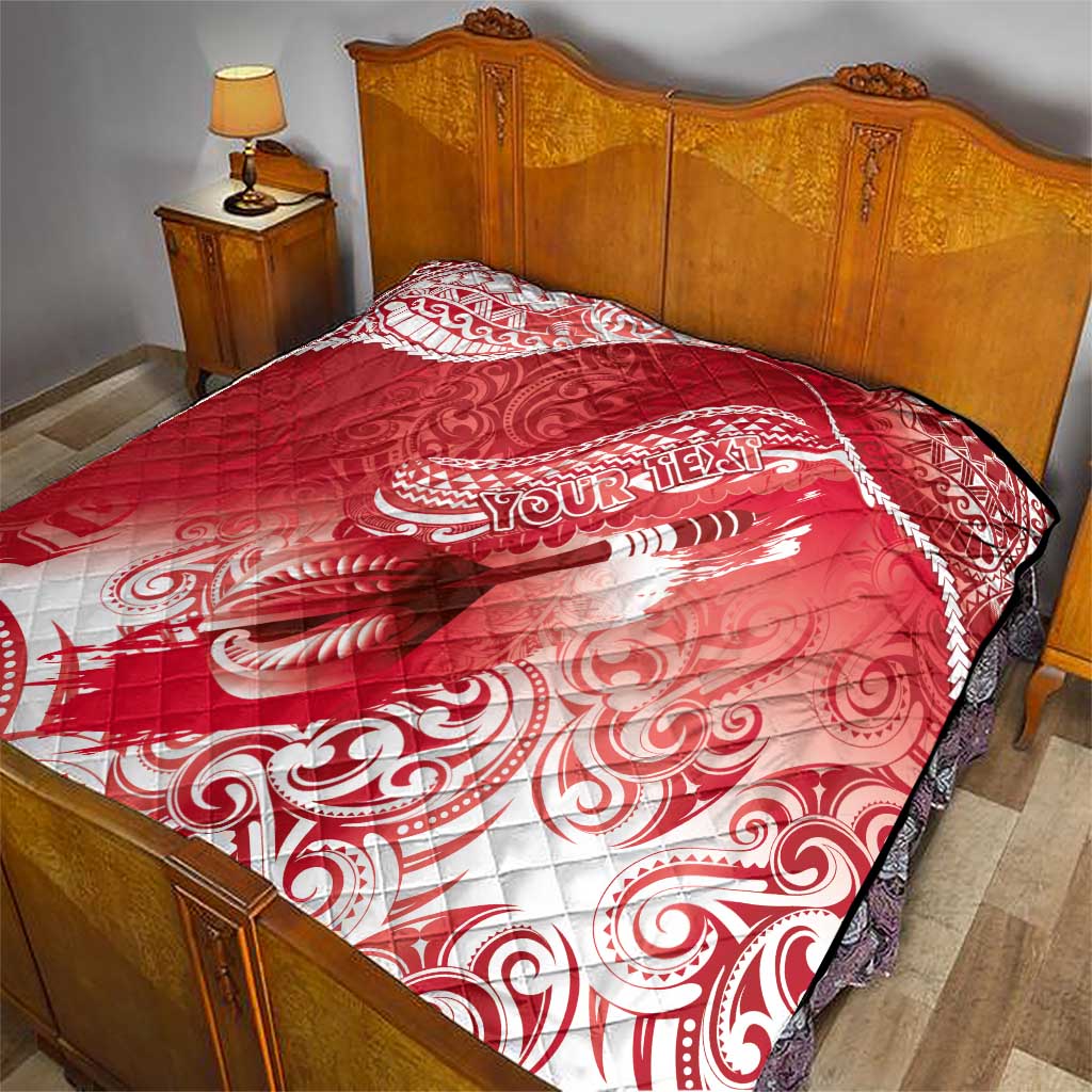 Personalised New Zealand Aotearoa Darts Masters Quilt Maori Art Tattoo with Tribal Dart Symbol Red - Polynesian Pride