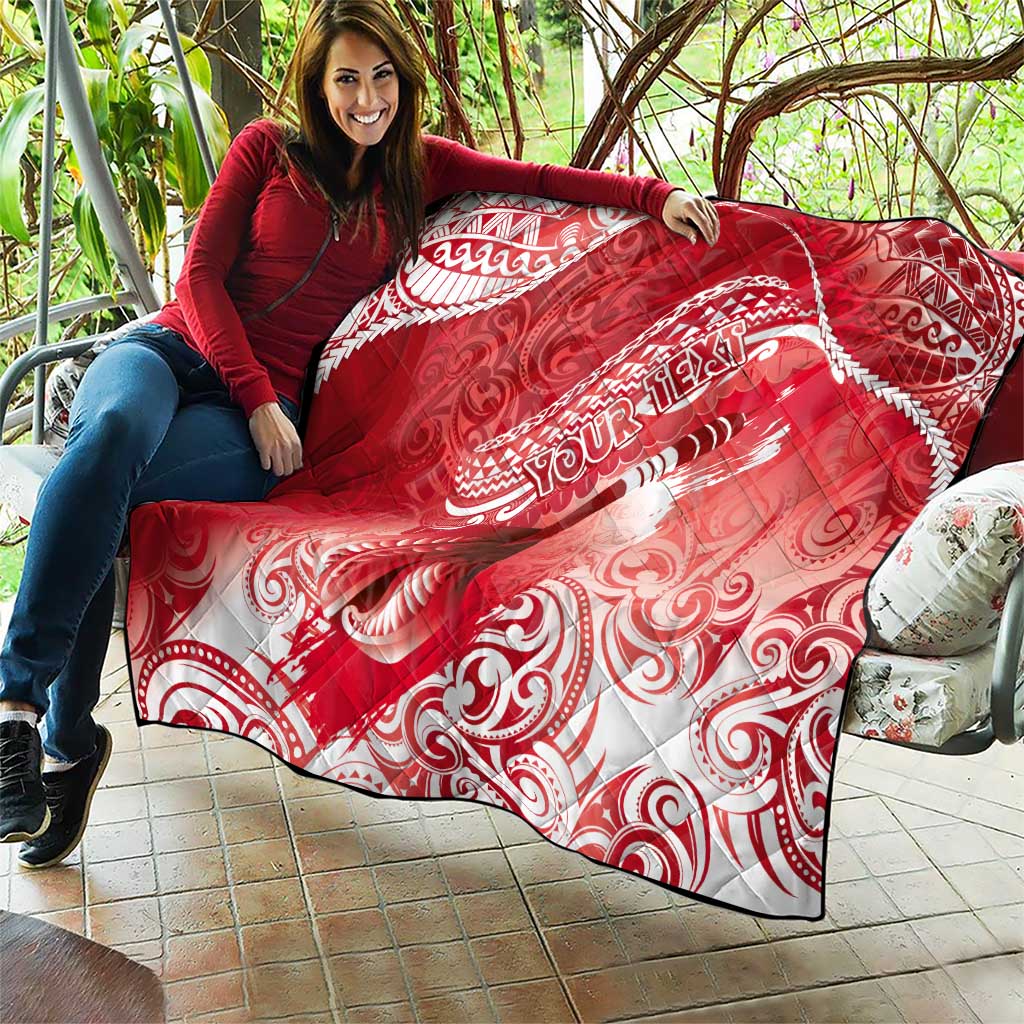 Personalised New Zealand Aotearoa Darts Masters Quilt Maori Art Tattoo with Tribal Dart Symbol Red - Polynesian Pride