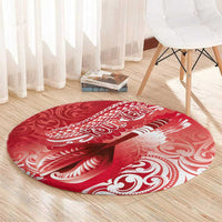 Personalised New Zealand Aotearoa Darts Masters Round Carpet Maori Art Tattoo with Tribal Dart Symbol Red - Polynesian Pride