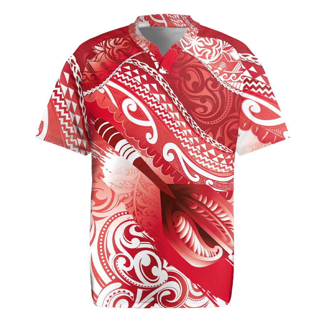 Personalised New Zealand Aotearoa Darts Masters Rugby Jersey Maori Art Tattoo with Tribal Dart Symbol Red - Polynesian Pride