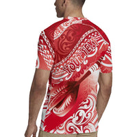 Personalised New Zealand Aotearoa Darts Masters Rugby Jersey Maori Art Tattoo with Tribal Dart Symbol Red - Polynesian Pride