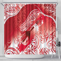 Personalised New Zealand Aotearoa Darts Masters Shower Curtain Maori Art Tattoo with Tribal Dart Symbol Red - Polynesian Pride