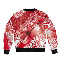 Personalised New Zealand Aotearoa Darts Masters Sleeve Zip Bomber Jacket Maori Art Tattoo with Tribal Dart Symbol Red - Polynesian Pride