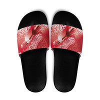 Personalised New Zealand Aotearoa Darts Masters Slide Sandals Maori Art Tattoo with Tribal Dart Symbol Red - Polynesian Pride