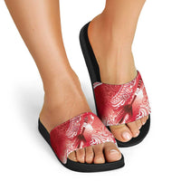 Personalised New Zealand Aotearoa Darts Masters Slide Sandals Maori Art Tattoo with Tribal Dart Symbol Red - Polynesian Pride