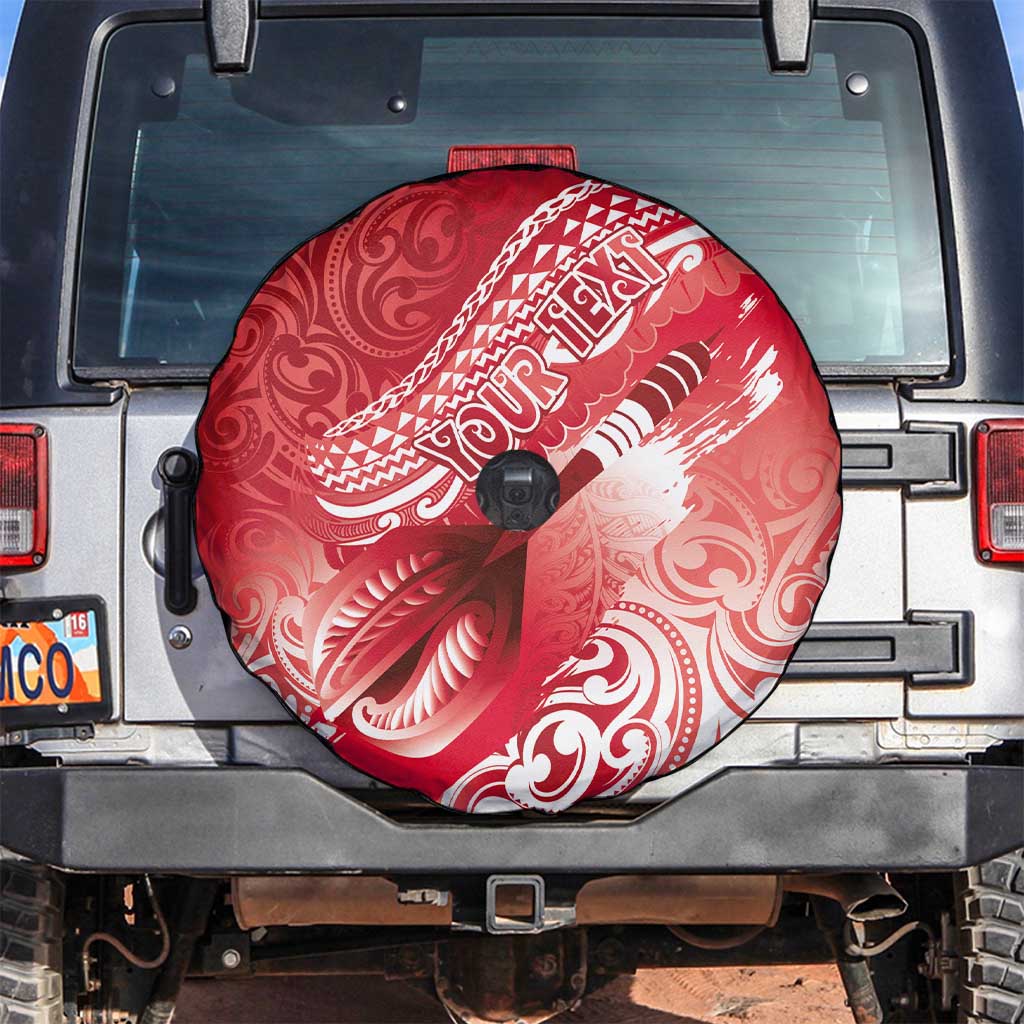 Personalised New Zealand Aotearoa Darts Masters Spare Tire Cover Maori Art Tattoo with Tribal Dart Symbol Red - Polynesian Pride
