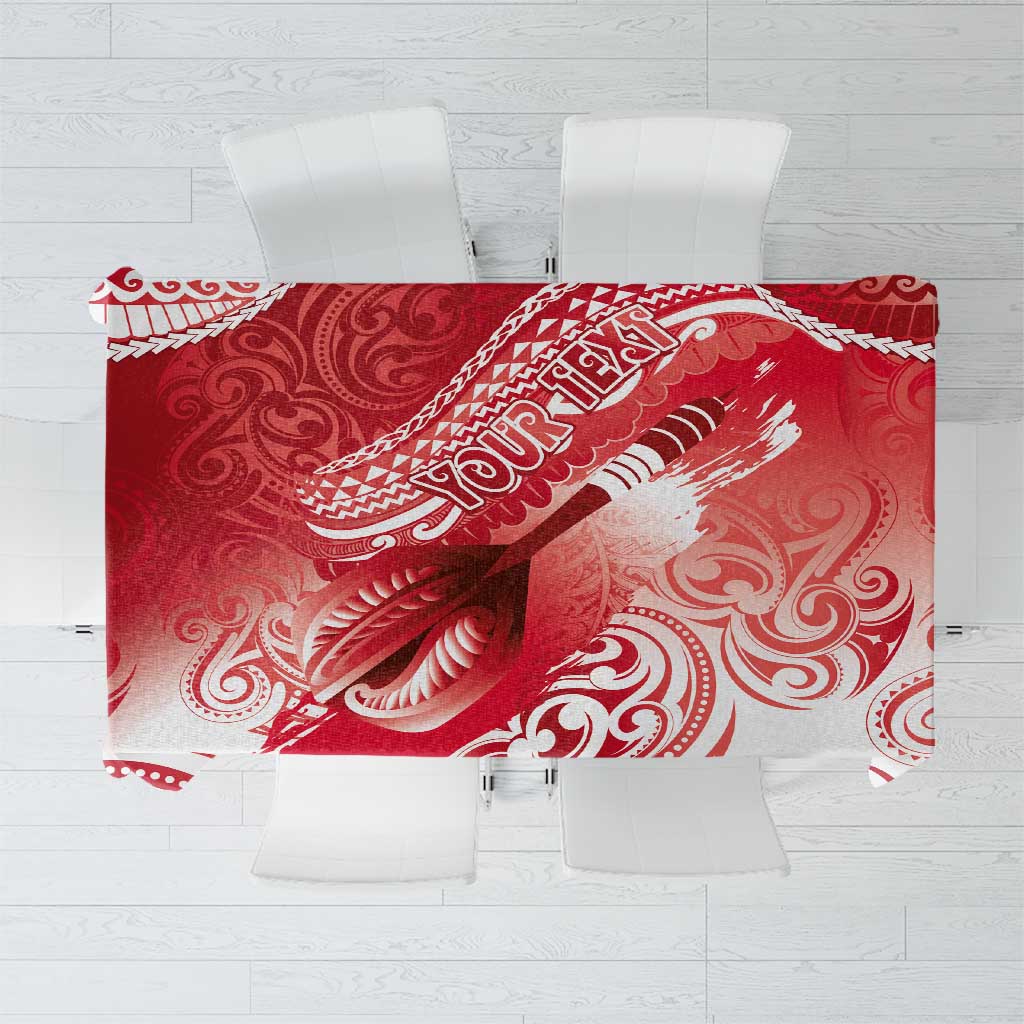 Personalised New Zealand Aotearoa Darts Masters Tablecloth Maori Art Tattoo with Tribal Dart Symbol Red - Polynesian Pride