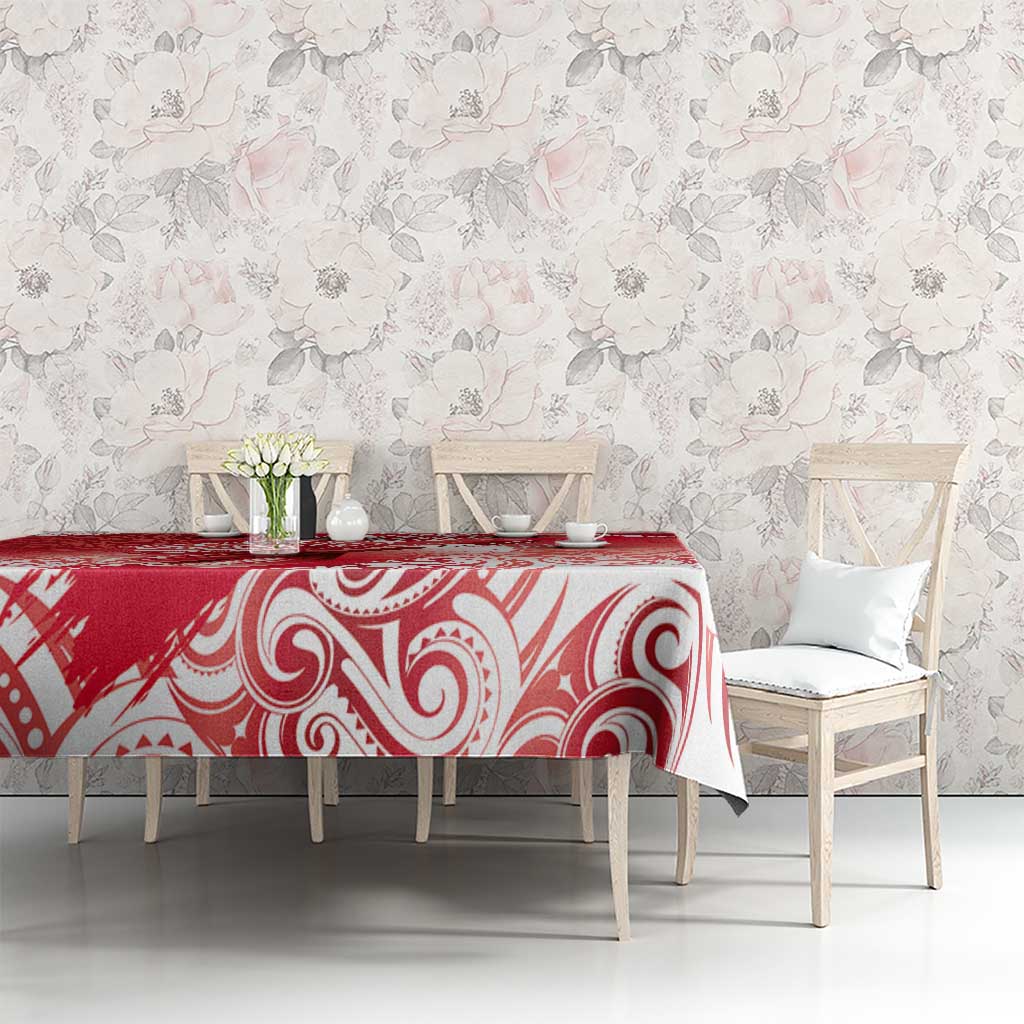 Personalised New Zealand Aotearoa Darts Masters Tablecloth Maori Art Tattoo with Tribal Dart Symbol Red - Polynesian Pride