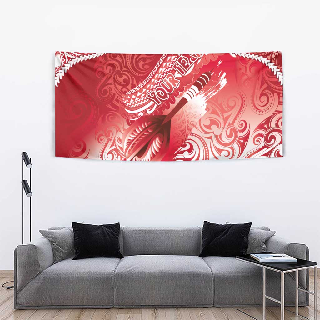 Personalised New Zealand Aotearoa Darts Masters Tapestry Maori Art Tattoo with Tribal Dart Symbol Red - Polynesian Pride