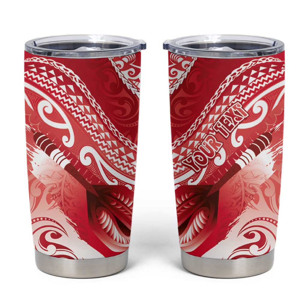 Personalised New Zealand Aotearoa Darts Masters Tumbler Cup Maori Art Tattoo with Tribal Dart Symbol Red - Polynesian Pride