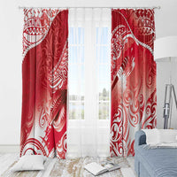 Personalised New Zealand Aotearoa Darts Masters Window Curtain Maori Art Tattoo with Tribal Dart Symbol Red - Polynesian Pride