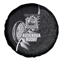 New Zealand World Cup 2023 Spare Tire Cover Aotearoa Champion Rugby with Silver Fern Maori Ethnic Pattern LT03 - Polynesian Pride