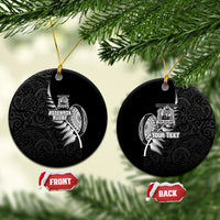 Custom New Zealand World Cup 2023 Ceramic Ornament Aotearoa Champion Rugby with Silver Fern Maori Ethnic Pattern LT03 Black - Polynesian Pride