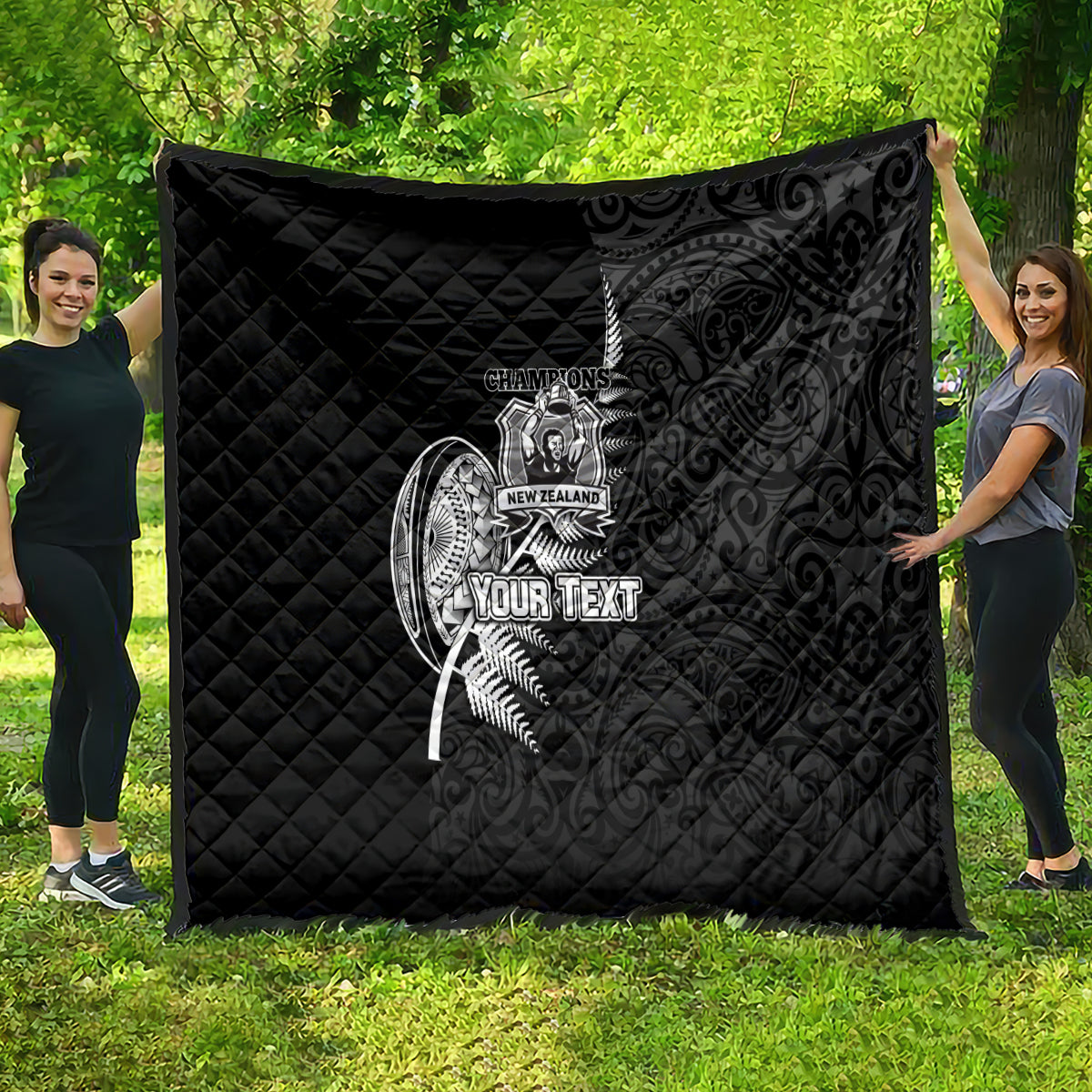 Custom New Zealand World Cup 2023 Quilt Aotearoa Champion Rugby with Silver Fern Maori Ethnic Pattern LT03 - Polynesian Pride
