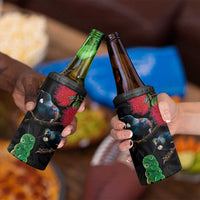 New Zealand Tui 4 in 1 Can Cooler Tumbler Guardians of the Hei Tiki - Maori Art and Plants