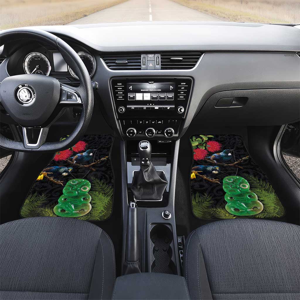 New Zealand Tui Car Mats Guardians of the Hei Tiki - Maori Art and Plants