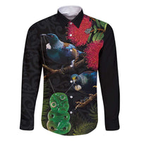 New Zealand Tui Family Matching Tank Maxi Dress and Hawaiian Shirt Guardians of the Hei Tiki - Maori Art and Plants