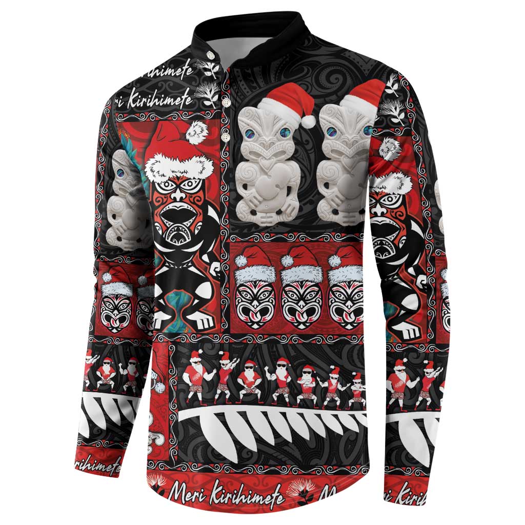 New Zealand Christmas Button Sweatshirt Maori Christmas Spirit - Meri Kirihimete