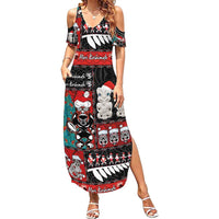 New Zealand Christmas Family Matching Summer Maxi Dress and Hawaiian Shirt Maori Christmas Spirit - Meri Kirihimete
