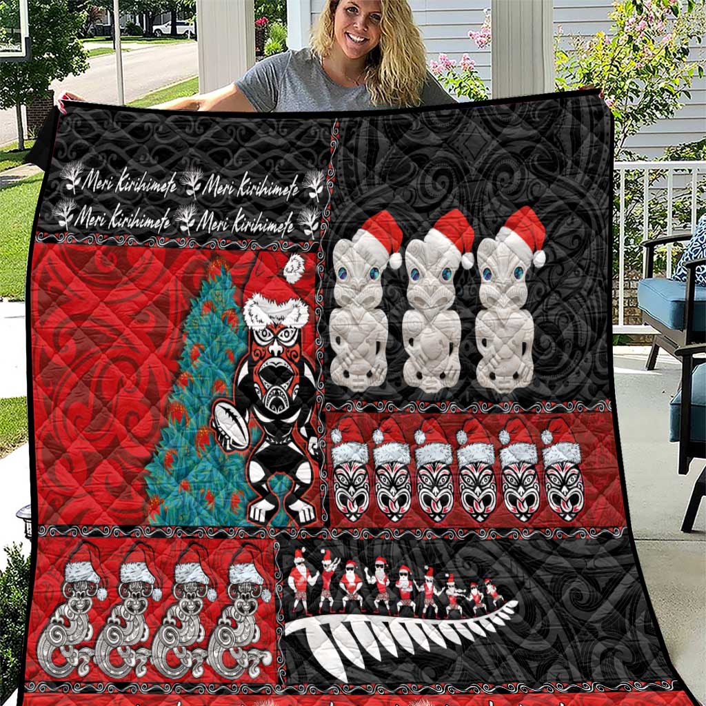 New Zealand Christmas Quilt Maori Christmas Spirit - Meri Kirihimete LT03 Black - Polynesian Pride