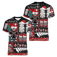 New Zealand Christmas Women V-Neck T-Shirt Maori Christmas Spirit - Meri Kirihimete