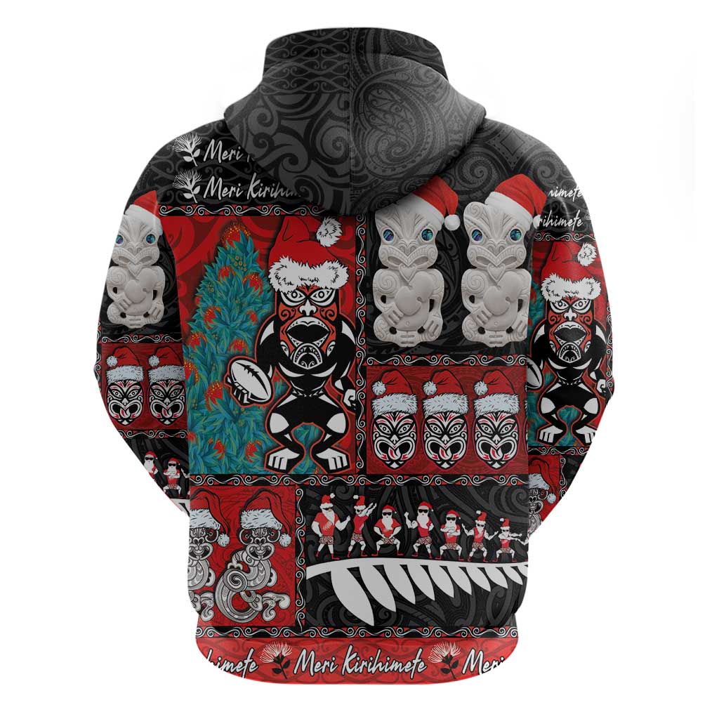 New Zealand Christmas Zip Hoodie Maori Christmas Spirit - Meri Kirihimete