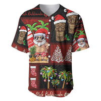 Hawaiian Christmas Baseball Jersey - Mele Kalikimaka Island Holiday Vibes - Black Red LT03 Black - Red - Polynesian Pride