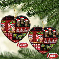 Hawaiian Christmas Ceramic Ornament - Mele Kalikimaka Island Holiday Vibes - Black Red