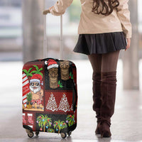 Hawaiian Christmas Luggage Cover - Mele Kalikimaka Island Holiday Vibes - Black Red