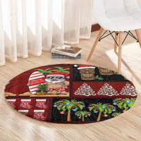 Hawaiian Christmas Round Carpet - Mele Kalikimaka Island Holiday Vibes - Black Red LT03 - Polynesian Pride