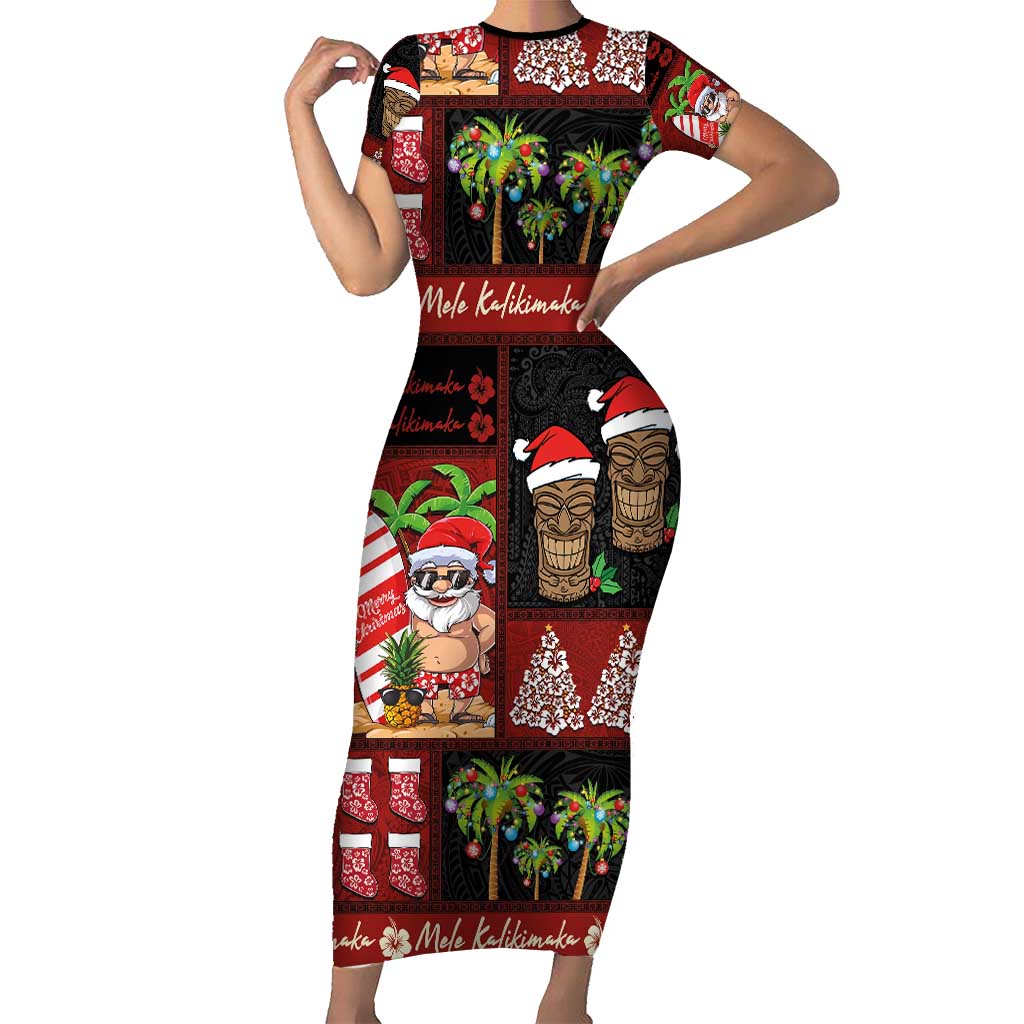 holiday bodycon dress Hawaiian Christmas Short Sleeve Bodycon Dress - Mele Kalikimaka Island