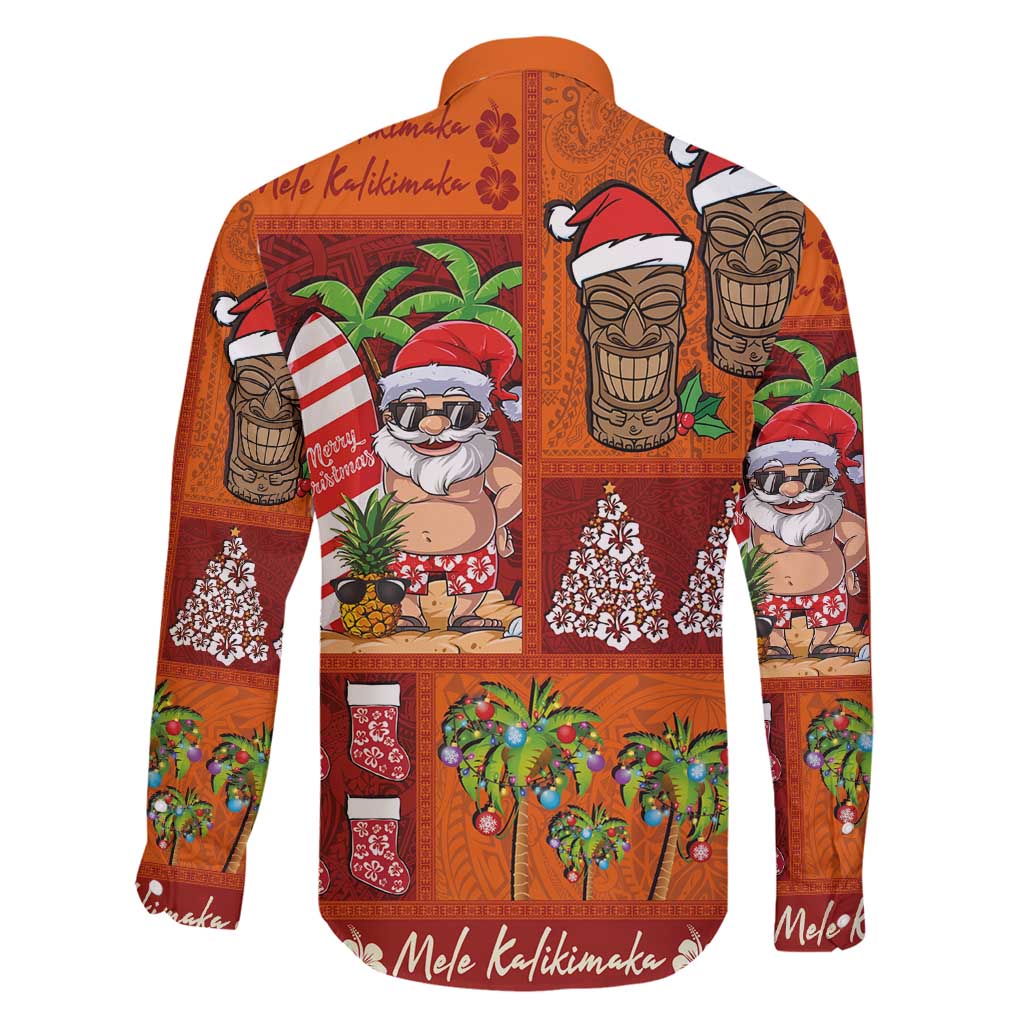 Hawaiian Christmas Family Matching Tank Maxi Dress and Hawaiian Shirt - Mele Kalikimaka Island Holiday Vibes - Red Orange