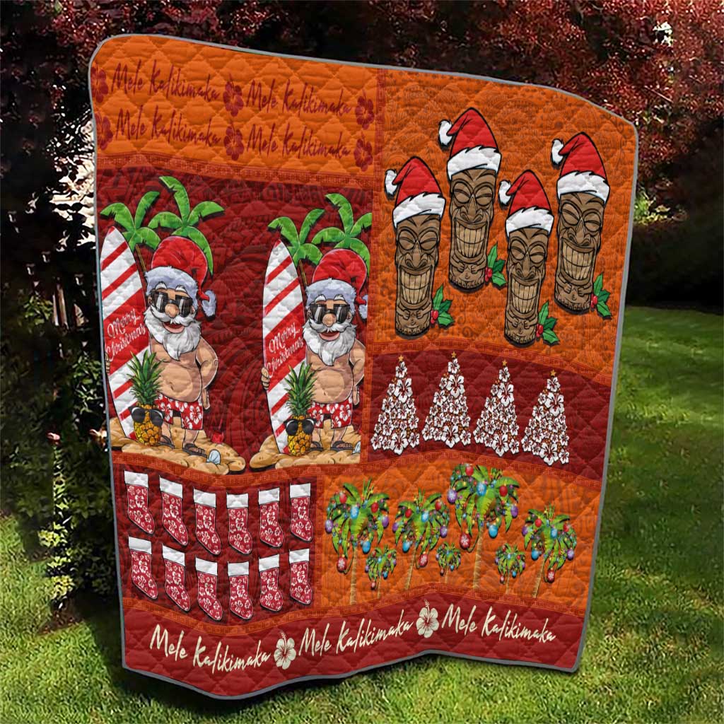 Hawaiian Christmas Quilt - Mele Kalikimaka Island Holiday Vibes - Red Orange LT03 - Polynesian Pride