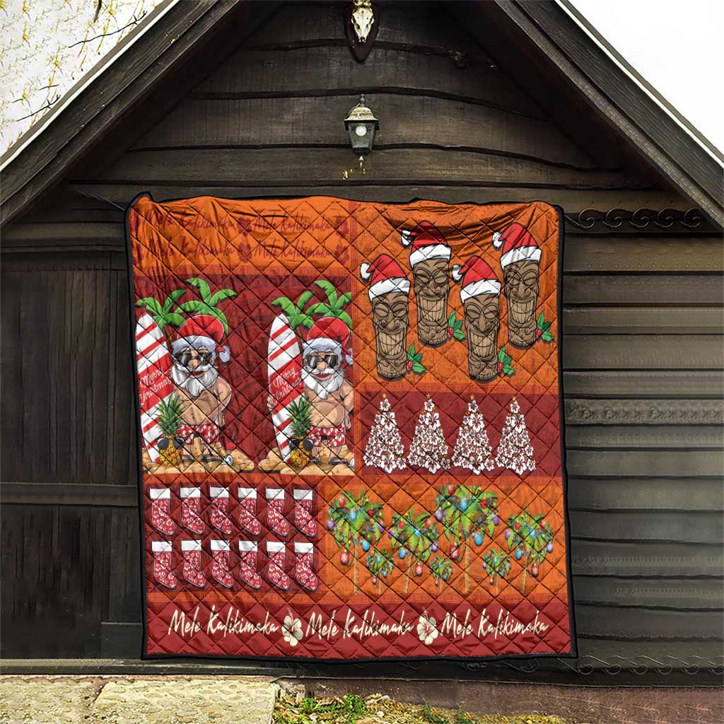 Hawaiian Christmas Quilt - Mele Kalikimaka Island Holiday Vibes - Red Orange LT03 - Polynesian Pride