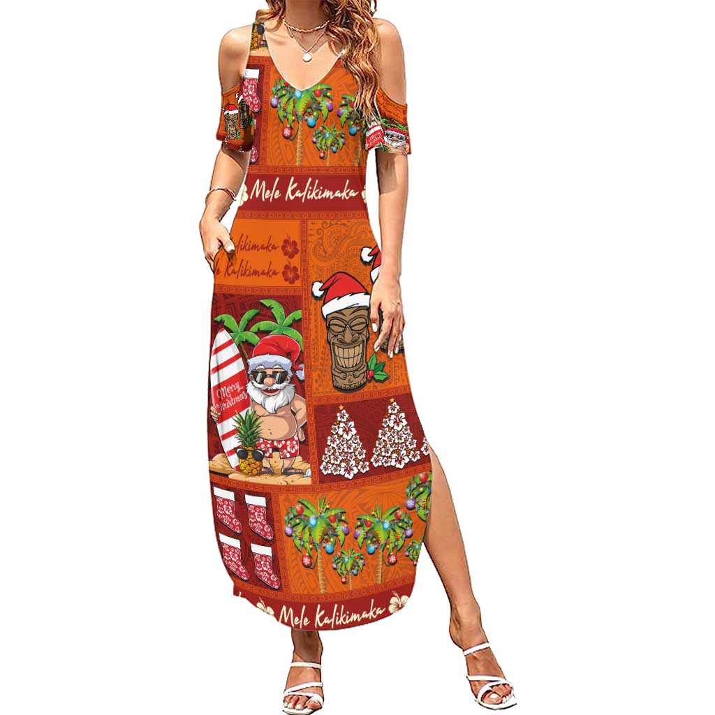 Hawaiian Christmas Summer Maxi Dress - Mele Kalikimaka Island Holiday