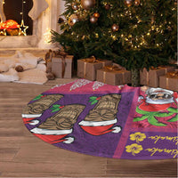 Hawaiian Christmas Tree Skirt - Mele Kalikimaka Island Holiday Vibes - Pink Purple