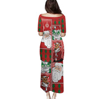 Australian Christmas Family Matching Puletasi and Hawaiian Shirt - Santa Koala Kangaroo and Holiday Cheer