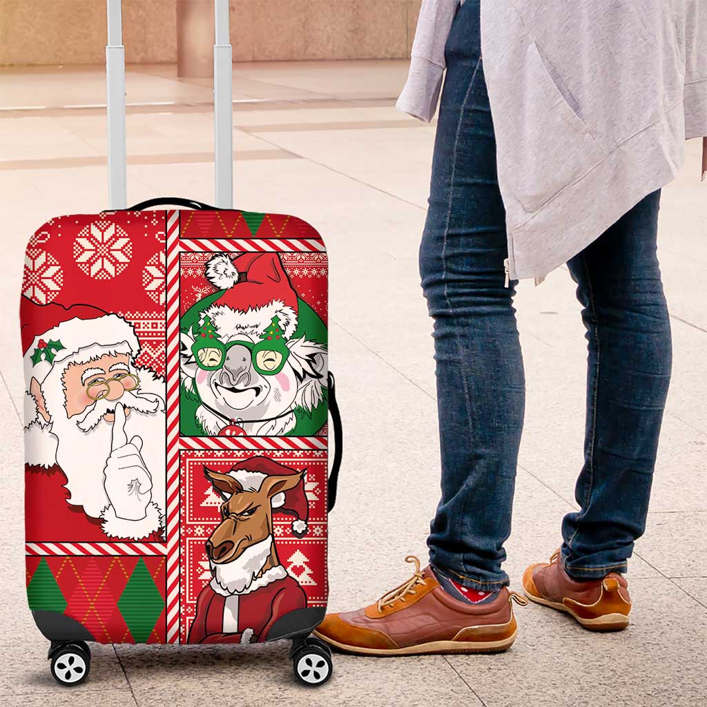Australian Christmas Luggage Cover - Santa Koala Kangaroo and Holiday Cheer LT03 Red - Polynesian Pride