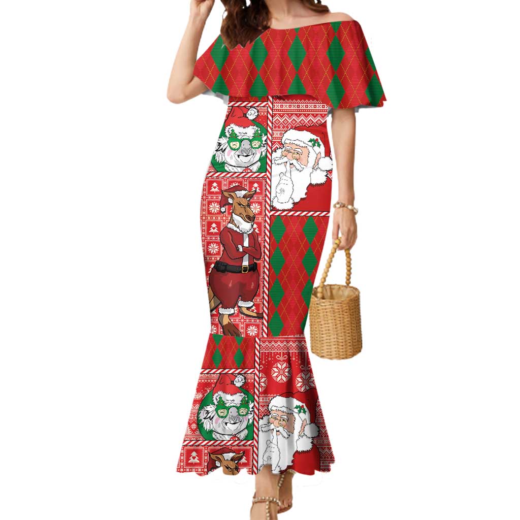 Australian Christmas Mermaid Dress - Santa Koala Kangaroo and Holiday Cheer LT03 Women Red - Polynesian Pride