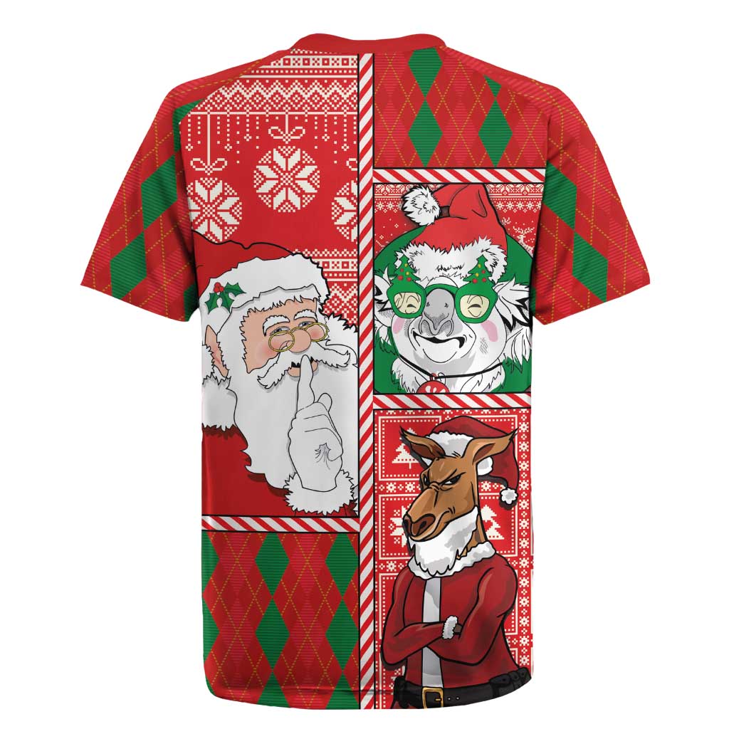 Australian Christmas Rugby Jersey - Santa Koala Kangaroo and Holiday Cheer